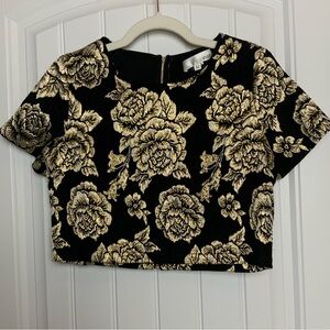 Boutique Brocade Gold and Black Crop Top